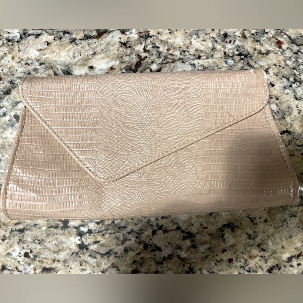 Beige Snakeskin Clutch